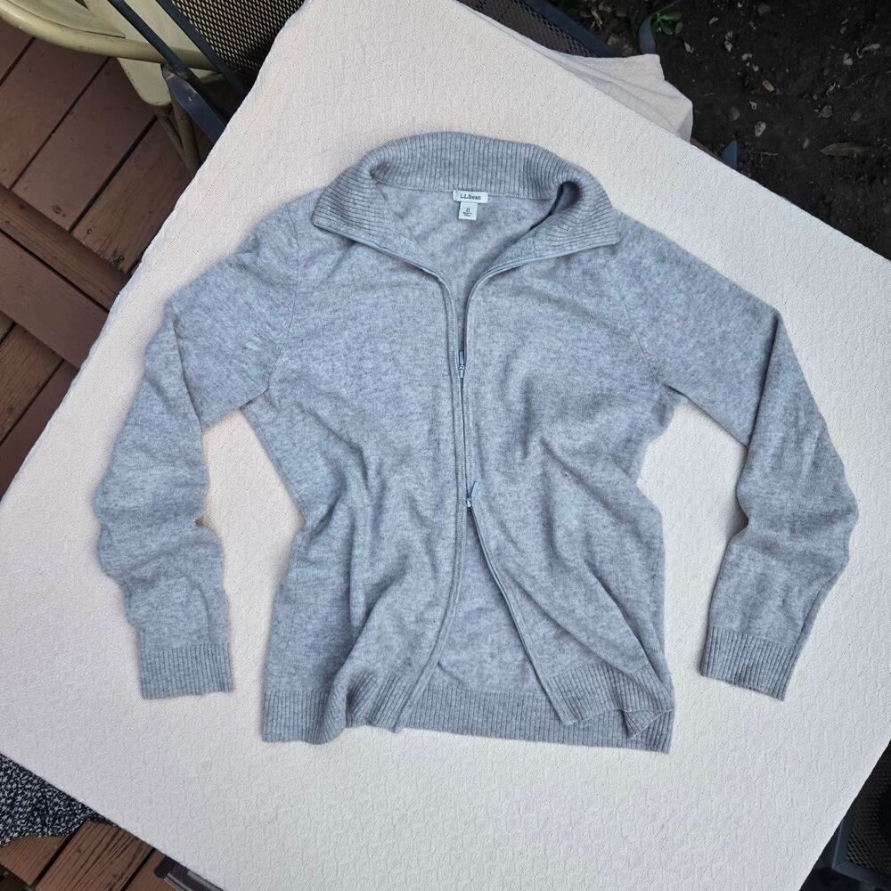 heather gray cashmere zip cardigan